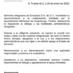 ¡Final feliz! SIESA reconoce disposición del Gobierno de Huejotzingo, encabezado por Roberto Solís, para resolver su situación legal